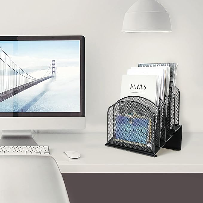 Delifox Inclined Desk File Organizer, Vertical File Folder Holder Stand Metal - Image 7