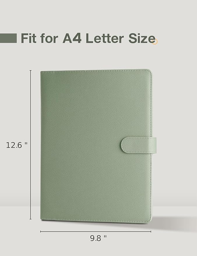 Clipboard Folder Padfolio, Mymazn Writing Portfolio Faux Leather Clipboards with Cover for Legal Pad Holder Letter Size A4 8.5 x 11 for Business Conference Notepad Clip Board (Sage)-DeskLoop Office