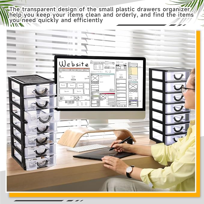 Thyle 2 Pcs Plastic Drawers Organizer Mini Organizer Stackable Plastic Clear - Image 5