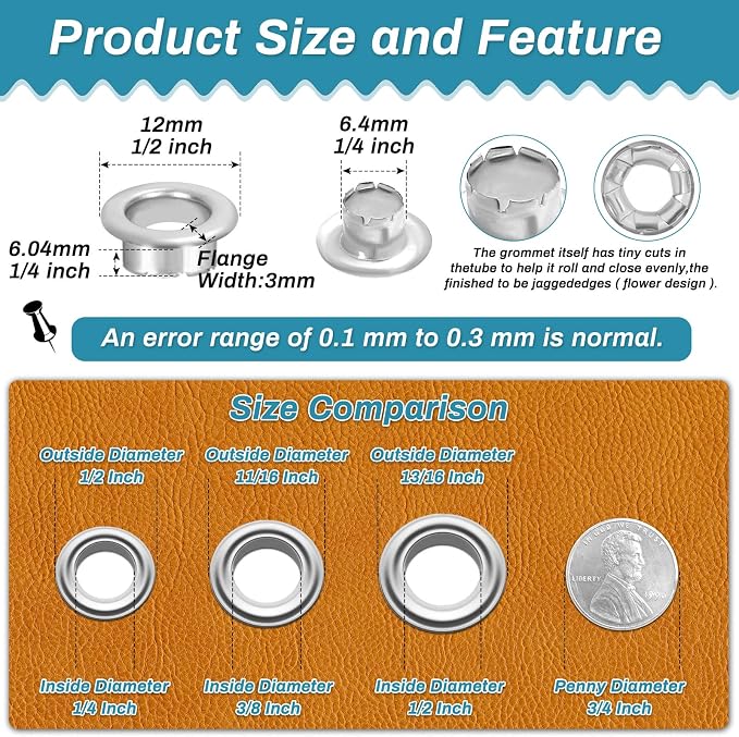 803Pcs Grommet Tool Kit 6mm 1/4 Inch Eyelet Kit - Image 2