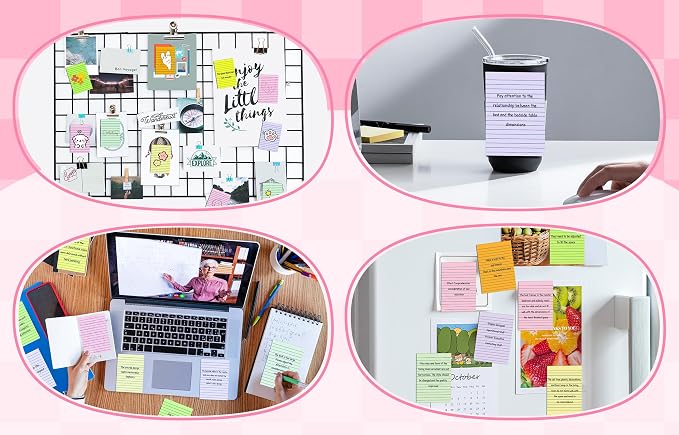 Lined Sticky Notes 4 x 6 Inches, 15 Pads, 375 Sheets, 7 Soft Pastel Colors - Image 4