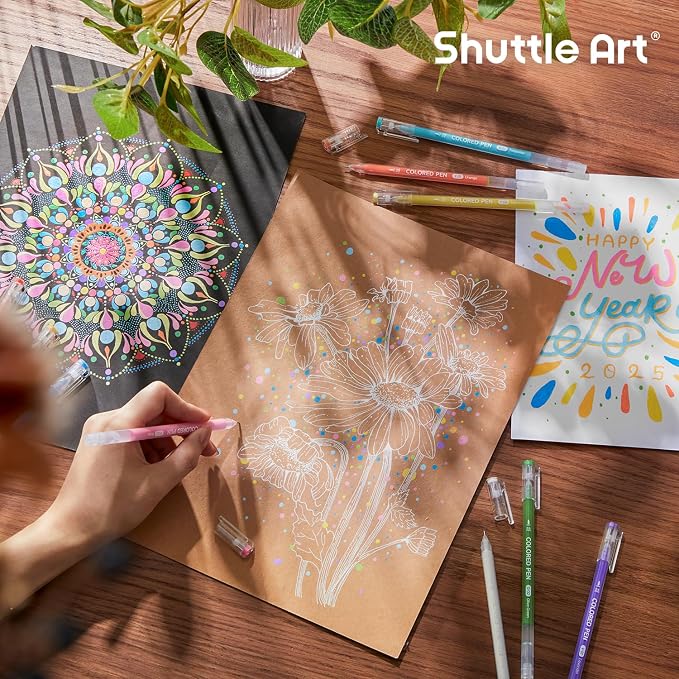 Shuttle Art 30 Colors Cute Journal Pens 0.6mm Fine Point Colored Gel Pens - Image 7