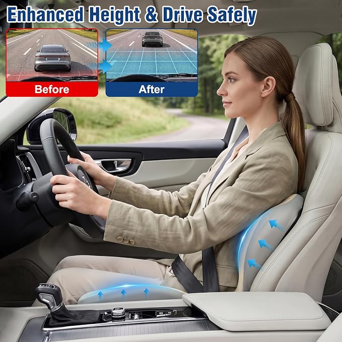 Car Seat Cushion with Lumbar Support Pillow, Memory Foam Office Chair Cushion - Image 3