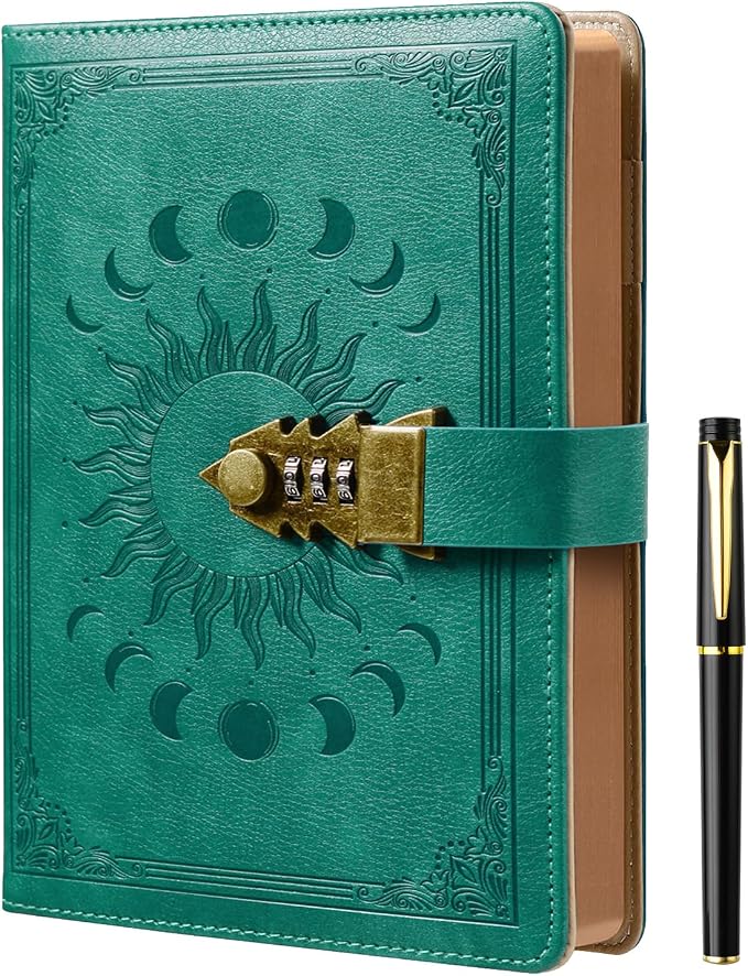 ZXHQ Lock Diary with Pen, A5 Ruled 240 Pages PU Leather Journal with Lock by ZXHQ