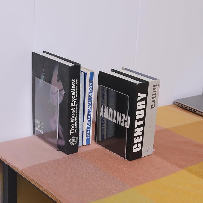 Clear Bookends for Heavy Books, Plastic Heavy Duty Book Holders Standand - Image 6