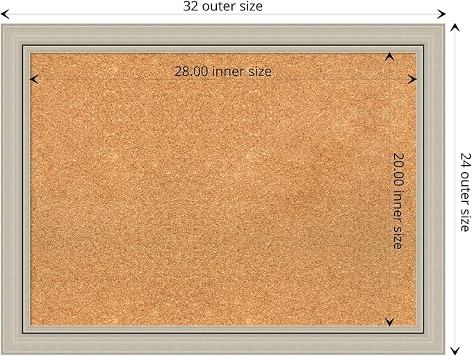 Amanti Art Natural Cork Board for Wall, 24x32 Vision Board with Silver Wood Frame, Medium Corkboard Office Decor for Home Organization, Casual Corkboard Pinboard to display items for home organization-DeskLoop Office