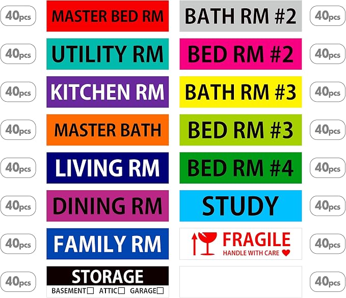 640 Pcs Removable Home Moving Labels 15 Pre-Printed Color-Coded Plus 1 - Image 6