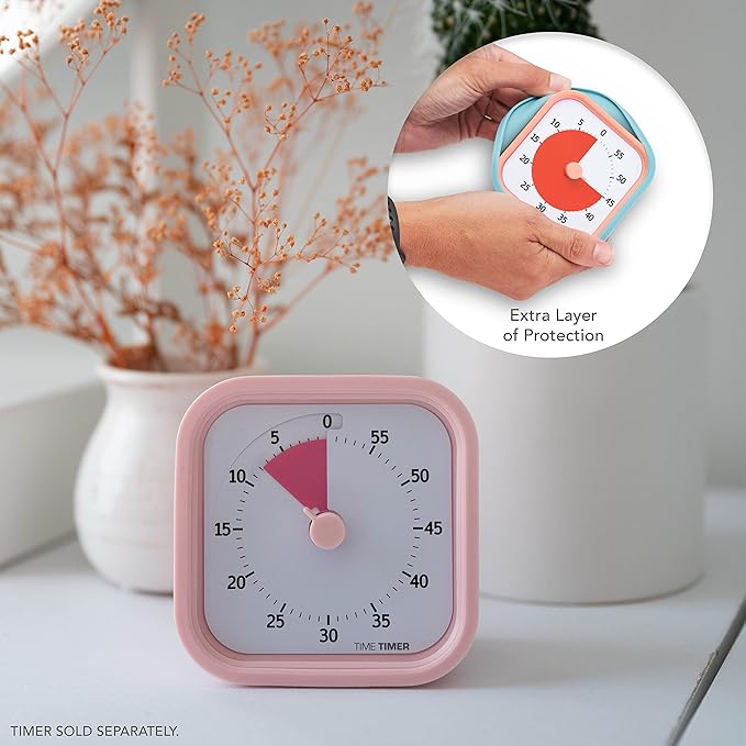 TIME TIMER Home MOD Botanical Cases - for Classroom Learning, Homeschool Study Tool, Student Desk Clock and Office Meetings with Silent Operation (2-Pack), Pink & Green-DeskLoop Office