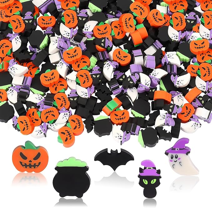 JUNEBRUSHS 150 Pcs Halloween Mini Erasers, Cute Small Erasers Bulk | Halloween by JUNEBRUSHS
