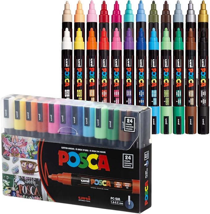 POSCA PC-5M Water-Based Paint Markers, Medium Point, 24 Pack by POSCA
