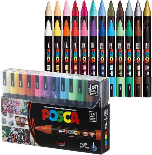 POSCA PC-5M Water-Based Paint Markers, Medium Point, 24 Pack by POSCA