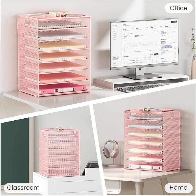Lavatino 2 Pack 8-Tier Office Desk File Organizer, Letter Tray Paper Organizer - Image 5
