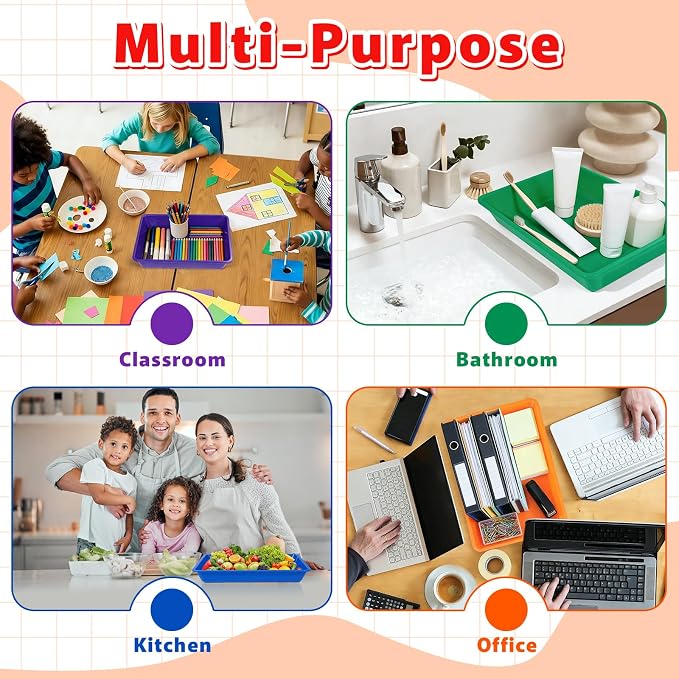 12 Pack Letter Size Flat Storage Paper Tray Organizer Bin Tray Plastic - Image 7