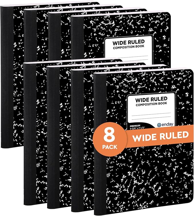Emraw Black & White Marble Style Cover Composition Book by Enday