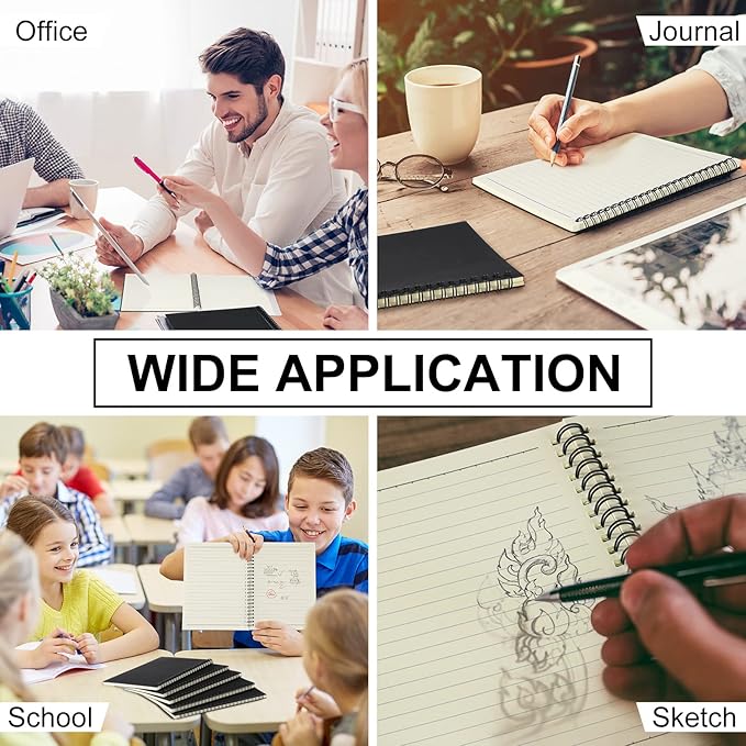 Yahenda 72 Pcs Spiral Notebook Bulk A5 Journal Lined 8.3'' x 5.5'' Writing Composition Paper Small Notepad Subject Notebook for Students Office Business Back to School Supplies (Black)-DeskLoop Office