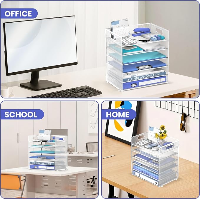 Daltack 6 Tier Paper Organizer for Desk, Paper Letter Tray Organizer for Desks - Image 6