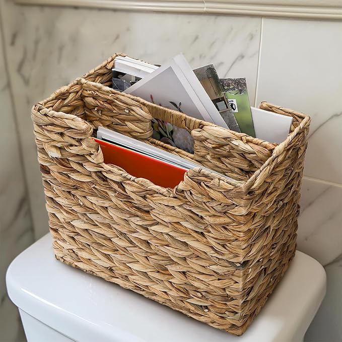 Yesland Hand-Woven Magazine Basket 14.5"x8"x11.75" - Image 9