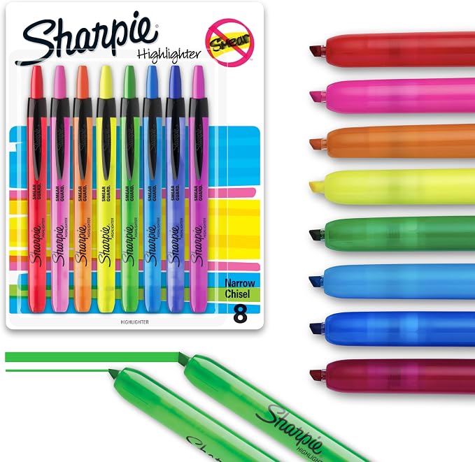 Sharpie Retractable Highlighters, Chisel Tip, Smear-Resistant, Back to School by Unknown