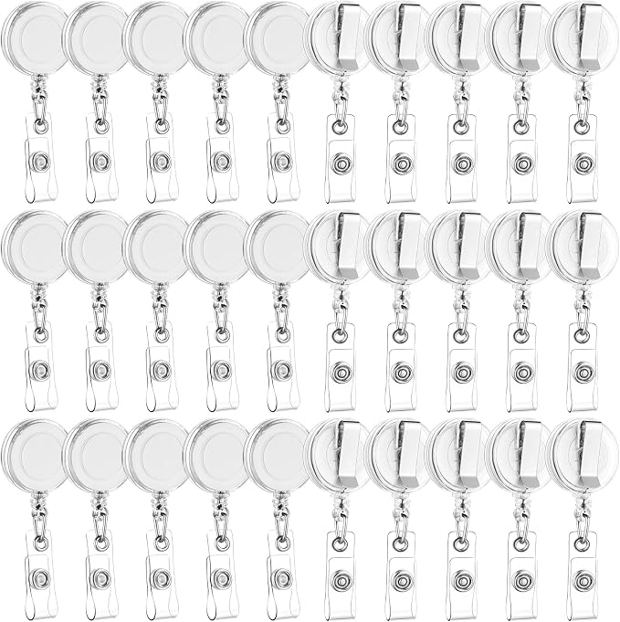 Zonon 30 Pcs Retractable Badge Reel Clips ID Card Holder Reel by Zonon