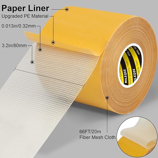 MILEQEE Double-Sided Tape Strong and Tough, Extra Large 3.2in x 66FT, Durable - Image 2