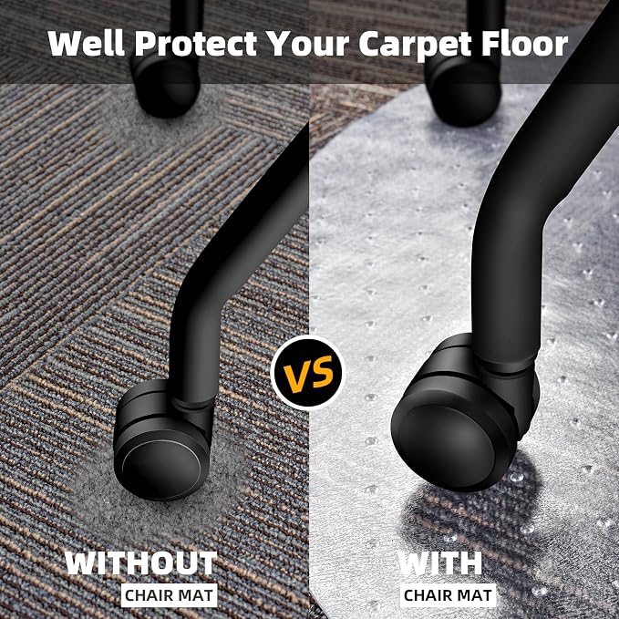 Office Chair Mat Carpet Protector: 36" x 36" Plastic Heavy Duty Computer Desk - Image 4