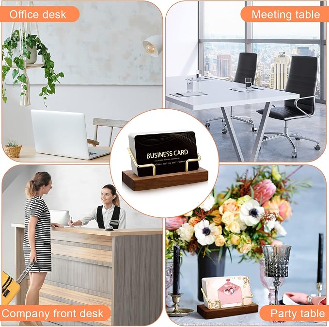 Amyhill 4 Pcs Wood Business Card Holder Display - Image 3