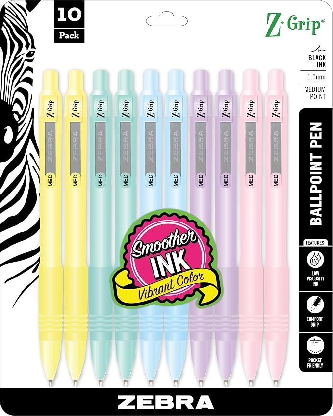 Zebra Pen Z-Grip Retractable Ballpoint Pen, Smooth-Flowing Black Ink, 1.0mm - Image 2