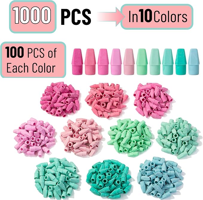 Mr. Pen- Pencil Erasers Toppers, 1000 Pack, Latex Free, No Smudge | Mr Pen - Image 2