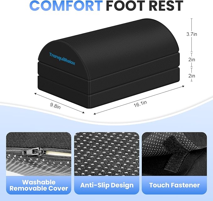 TranquilRelax Foot Rest for Under Desk at Work, Gaming Accessories Foot Stool - Image 3