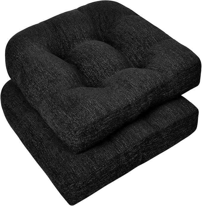 downluxe Chair Cushions for Dining Chairs 2 Pack, Tufted Indoor Chair Pads by Downluxe