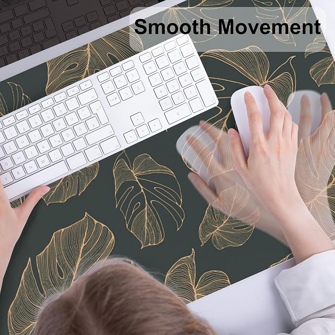 Colorful Star Large Mouse Pad, Monstera Leaves Waterproof Office Desk Mat - Image 5
