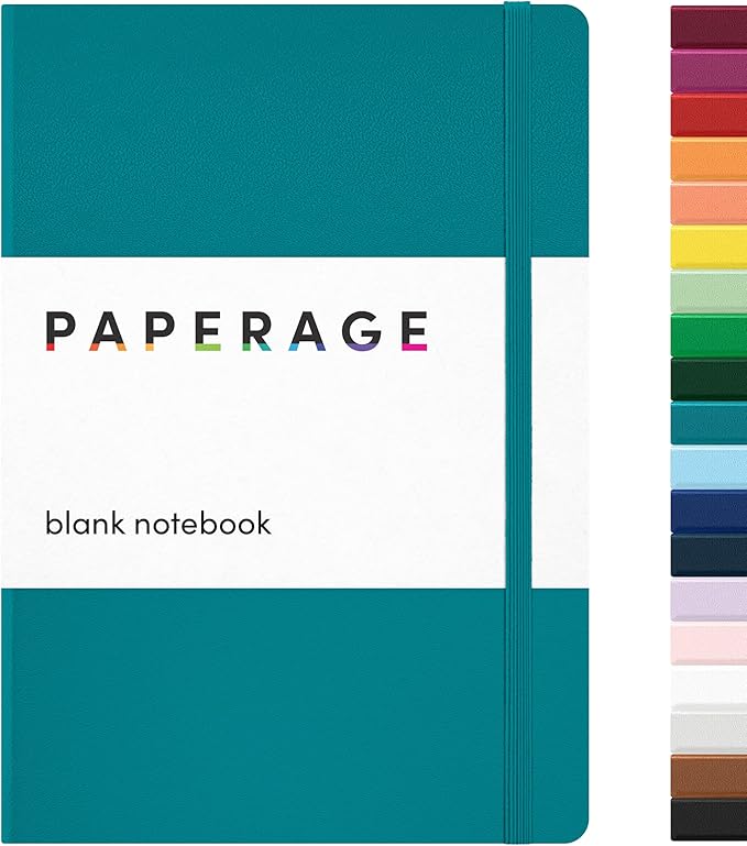PAPERAGE Blank Journal Notebook, (Turquoise), 160 Pages, Medium 5.6 in x 8 in - 100 GSM Thick Paper – Hardcover Journaling Notebook for Work, School, Note Taking or Sketching-DeskLoop Office