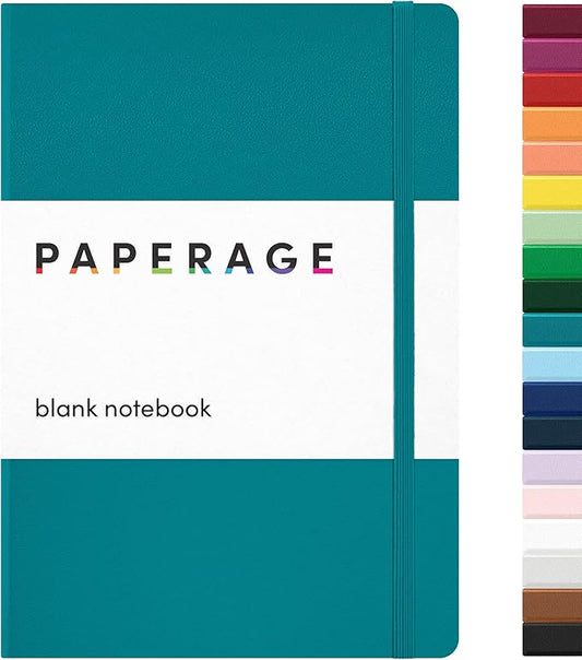 PAPERAGE Blank Journal Notebook, (Turquoise), 160 Pages, Medium 5.6 in x 8 in - 100 GSM Thick Paper – Hardcover Journaling Notebook for Work, School, Note Taking or Sketching-DeskLoop Office