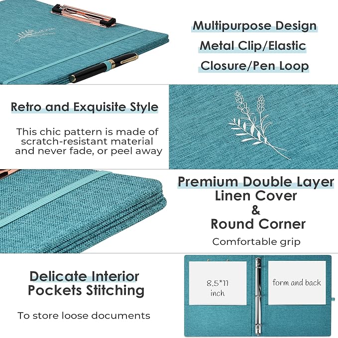 EYROZILL 3 Ring Binder, 1 Inch Linen Binder Organizer - Image 4