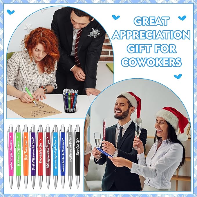 Yeaqee 100 Pcs Inspirational Pens Employee Appreciation Back to School Gifts Motivational Thank You Metal Greeting Quote Ballpoint Pen for Coworker Teacher(Multicolored,Member)-DeskLoop Office