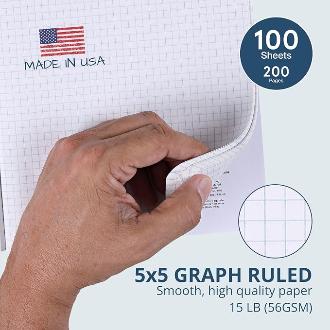 ROARING SPRING Hard Cover Composition Notebook, 24 Pack, 9.75″ x 7.5″, 5x5 Grid - Image 2