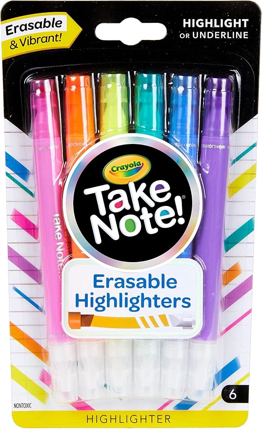 Crayola Take Note Erasable Highlighters, Teacher Essentials, Cute Aesthetic by Crayola