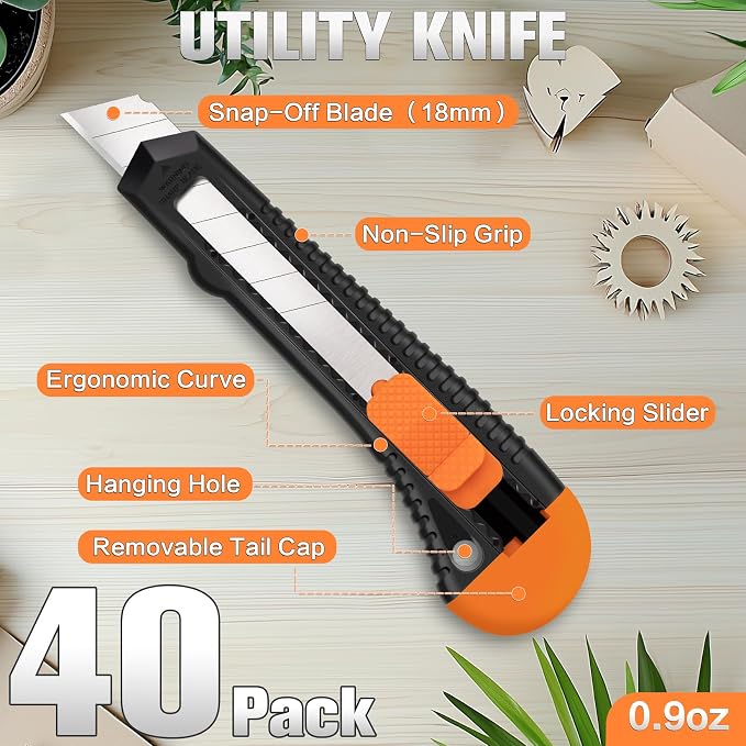 40 Pack Box Cutter Retractable Bulk, Box Cutters, Utility Knife, Box Cutter - Image 2