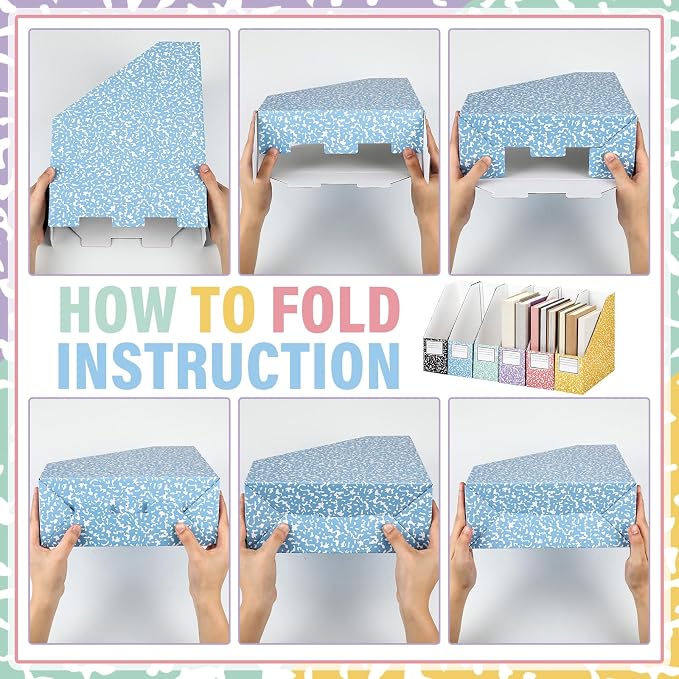 6 Set Composition Book Cardboard Magazine Holders Set Classroom File Folders - Image 5