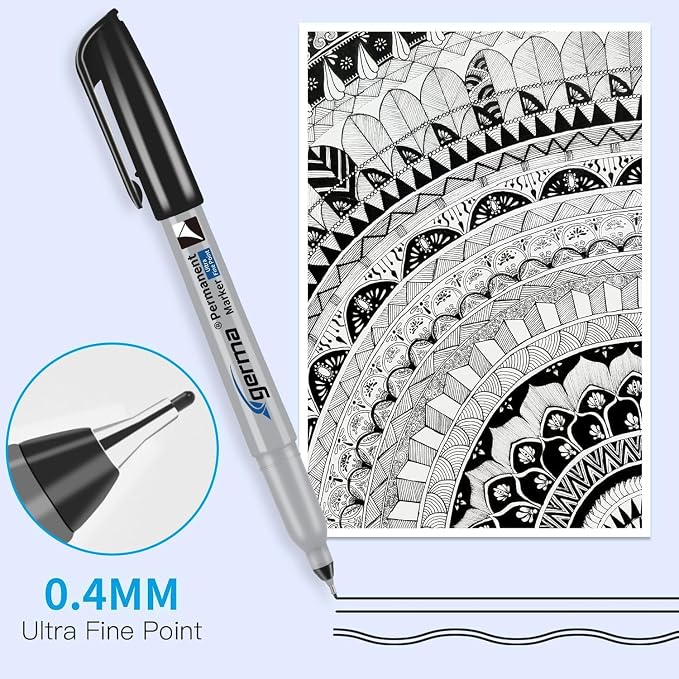 Cgerma Ultra Fine Point Permanent Markers Black, 18 Pack Ultra Fine Tip Markers - Image 2