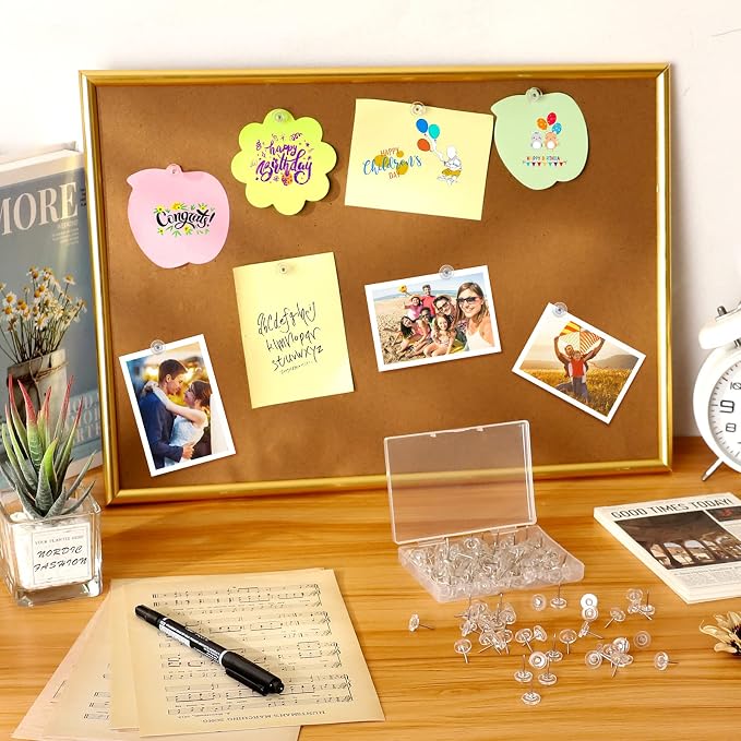 150 PCS Push Pins, Standard Plastic Head Steel Point Clear Thumb Tacks - Image 7