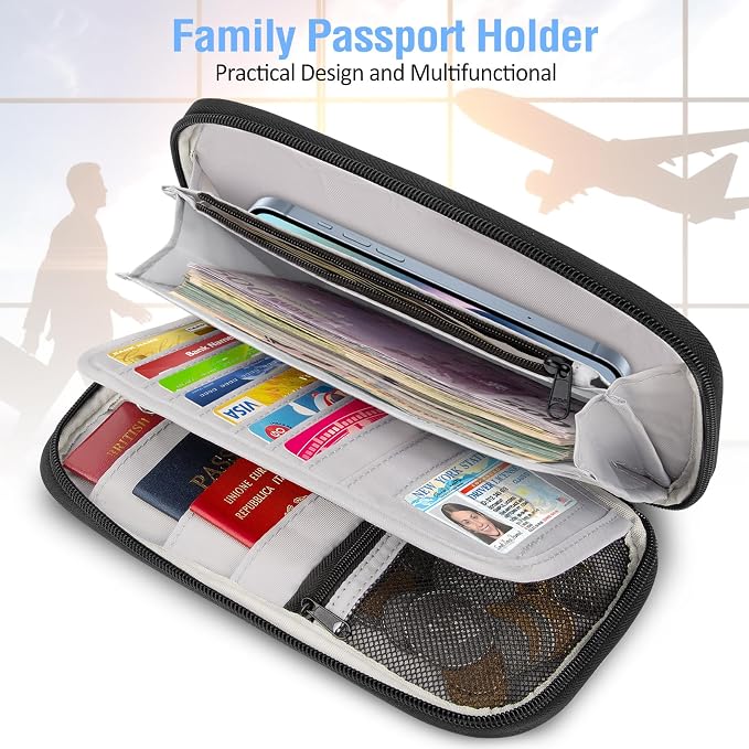 BKNOOU Family Passport Holder RFID Blocking Travel Document Organizer | Large - Image 3