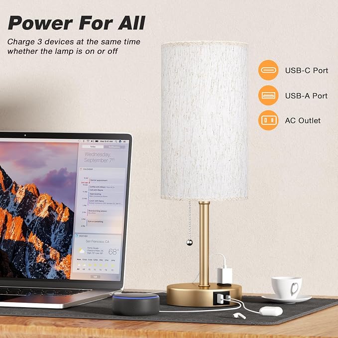 Dicoool Gold Bedside Table Lamp - Image 3