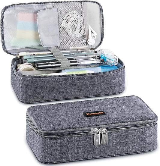 Homecube Pencil Case Large Capacity Pen Marker Holder Pouch Box Makeup Bag Oxford Cloth Big Storage Stationery Organizer with Zipper for School Office - Dark Gray-DeskLoop Office