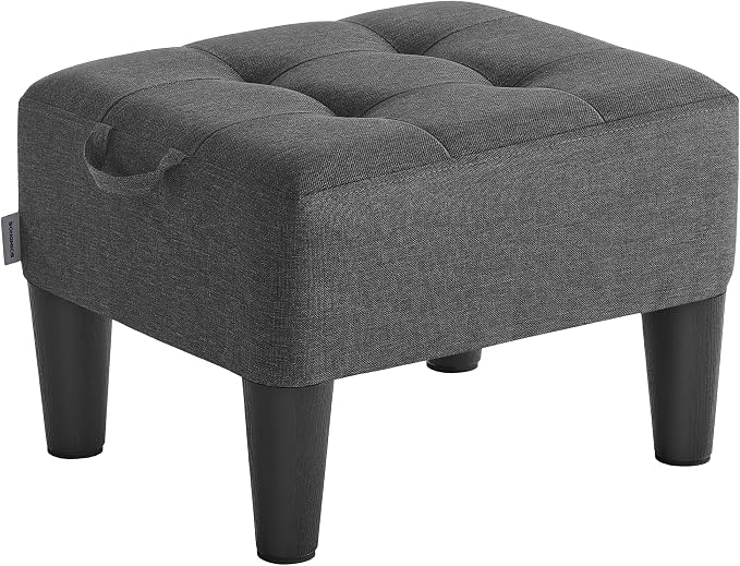 SONGMICS Foot Stool with Legs, Small Footstool Ottoman, Linen-Look Fabric Seat by Unknown