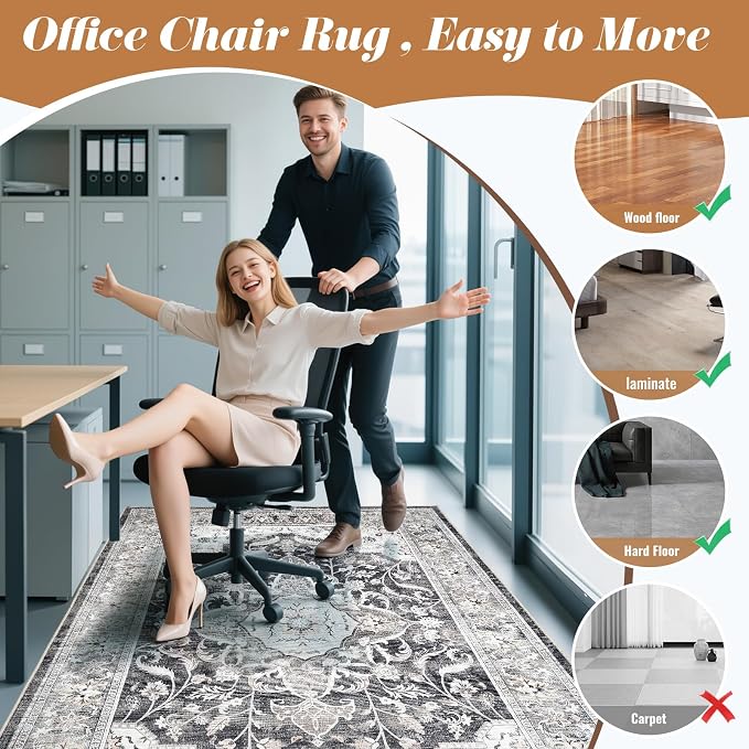 Office Chair Mat for Hardwood Tile Floor, Machine Washable Office Area Carpet - Image 9