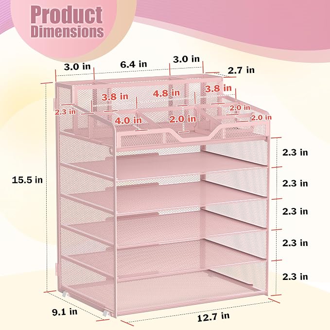 Docnest 6 Tier Mesh Desk Organizer - Image 2