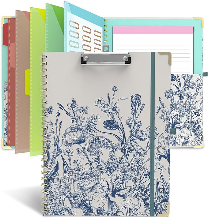 Clipboard Folio with Storage 8.5 X 11 Padfolio Notebook, Clipboards with by TELOENCE