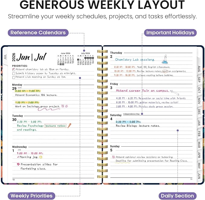 Planner 2026-2027, Academic Year Monthly and Weekly Calendar Planner, Jul 2026 - Image 3