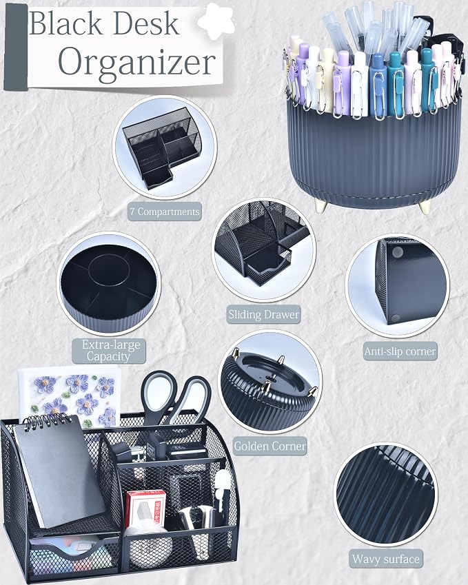 Black Desk Accessories and Organizers - Image 2